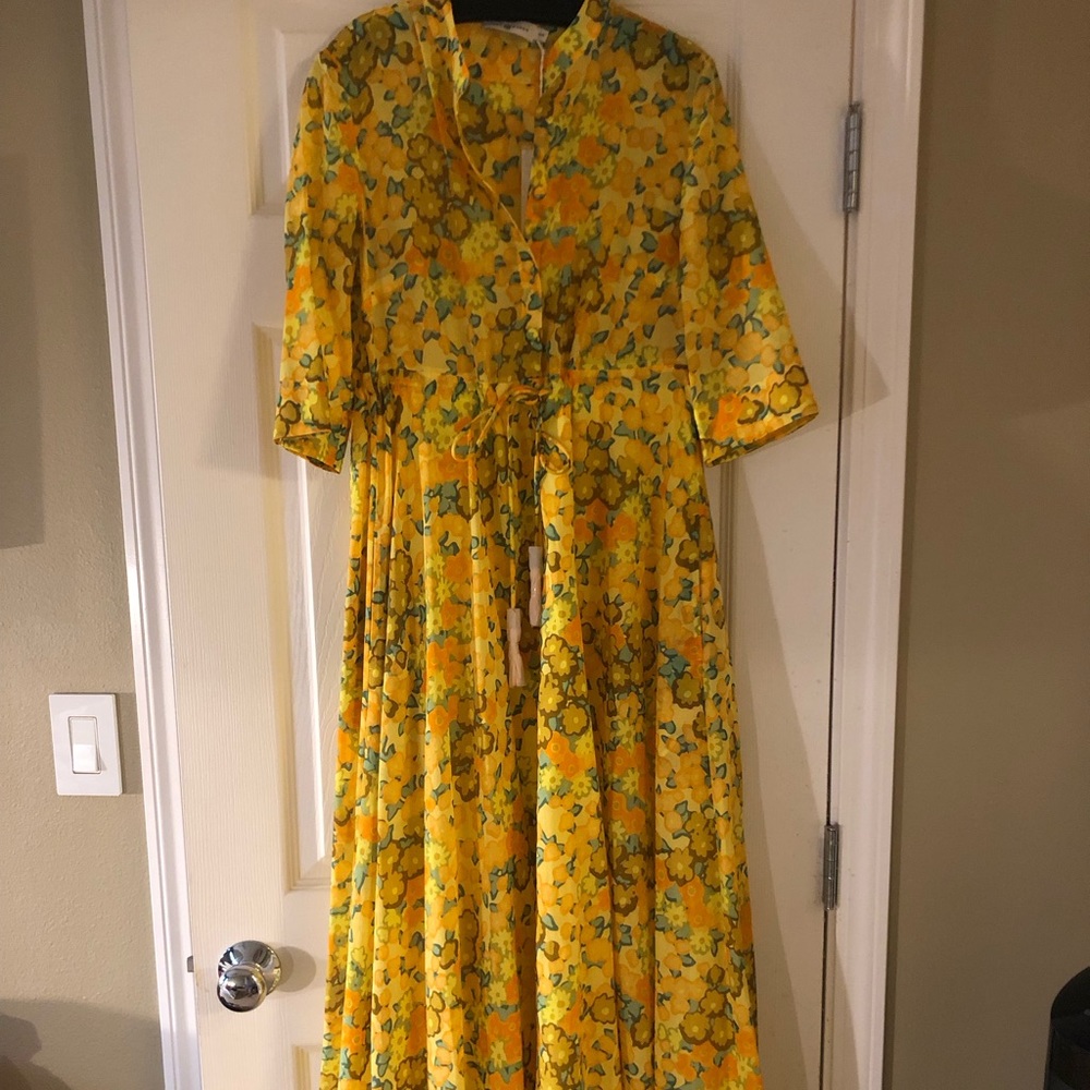 NWT Tory Burch Yellow Blossom Shirt Dress XS
